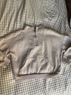 Trendy Queen Quarter Zip Pullover Sweatshirt – Coffee Gray